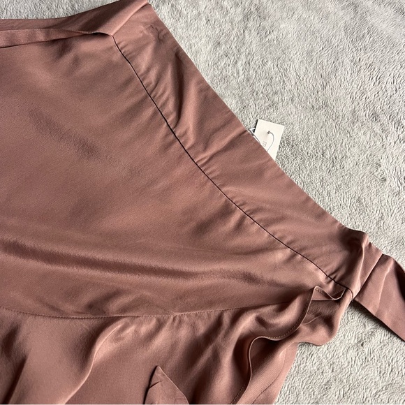 NWT Michelle Mason Silk Draped Ruffle Wrap Effect Mini Skirt Blush Tan Sz 4 - Picture 7 of 14